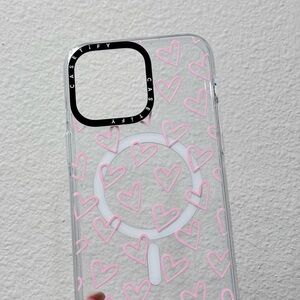 Casetify Clear Case with Pink Heart Design